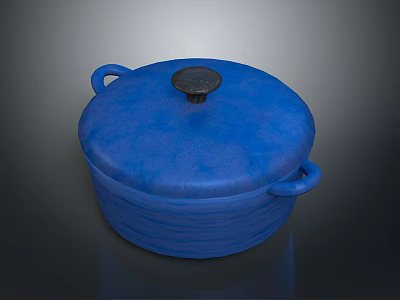 Stylish Blue Cooking Pot With Lid And Two Handles For Kitchen Use 3d model