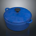 Stylish Blue Cooking Pot With Lid And Two Handles For Kitchen Use