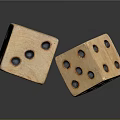 Detailed View Of Two Wooden Dice With Black Dots On Reflective Surface