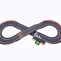 Infinity Shaped Toy Race Track With Black White Lanes Striped Edges And Start Finish Sign