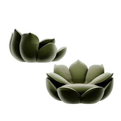 Green Lotus Shaped Bean Bag Chairs With Petal Design For Home Decor 3d model