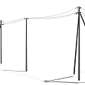 Roadside Infrastructure Featuring Electric Poles And Power Lines Along The Road