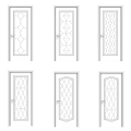 Elegant Black Swing Doors Featuring Intricate Patterns And Golden Handles 3d model