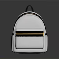White Backpack With Black Yellow Zippers And Minimalist Front Pocket Design