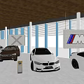4S Car Dealership Showroom Interior With Vehicle Displays Reception Area And Lighting