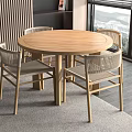 Round Wooden Outdoor Table with Four Chairs Near Window Scenic View