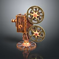 Vintage Brass Movie Projector Electronic Appliance With Dual Reels And Gear Base