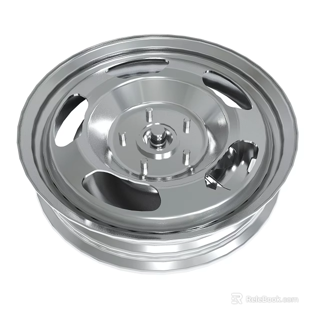 Automotive Chrome Wheel Rim With Shiny Metallic Surface And Cutout Patterns 3d model 