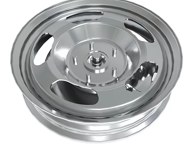 Automotive Chrome Wheel Rim With Shiny Metallic Surface And Cutout Patterns 3d model