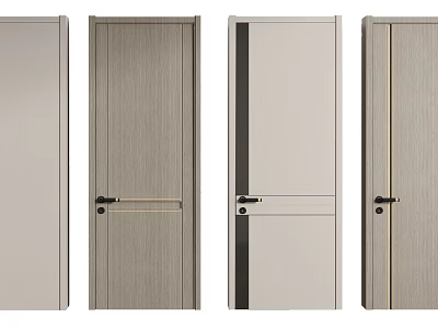 Stylish Interior Swing Doors Showcasing Different Wooden Grain And Light Color Styles 3d model