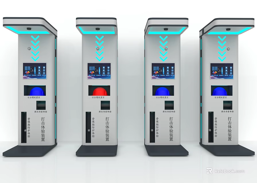 Commercial Self Service Printing Experience Kiosks With Digital Screens And Interactive Panels 3d model 