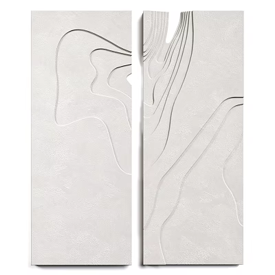 Abstract Modern Wall Decor with Black Curved Lines on White Background 3d model