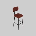 Brown Leather Ribbed Bar Stools With Black Metal Legs And Modern Design
