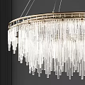 Elegant Modern Crystal Chandelier With Round Metal Frame And Hanging Crystals