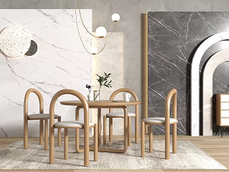 Nordic Casual Table and Chair Combination Casual Table and Chair 3d model