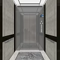 Modern Elevator Interior With Glass Doors Light Colored Wall Panels Ceiling Lighting And Control Panel 3d model