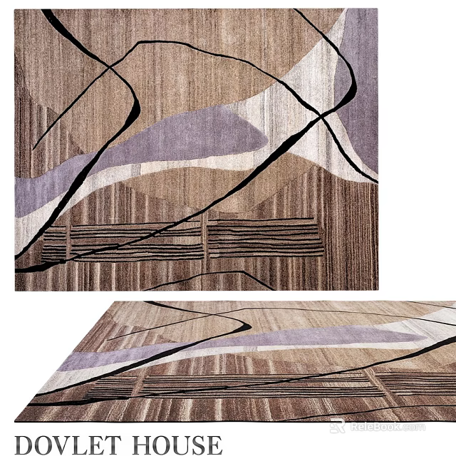 Modern Square Area Rug With Abstract Geometric Pattern In Brown Purple Beige Tones 3d model 