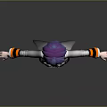 Game Movie Character With Purple Short Hair Black White Top Orange Cuffs Boots Standing Pose