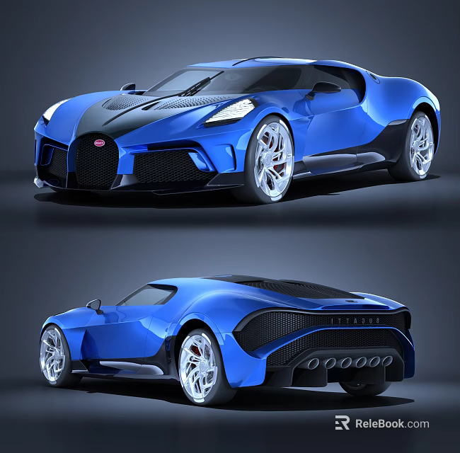 Blue Modern Sports Car With Sleek Aerodynamic Design And Alloy Wheels 3d model 