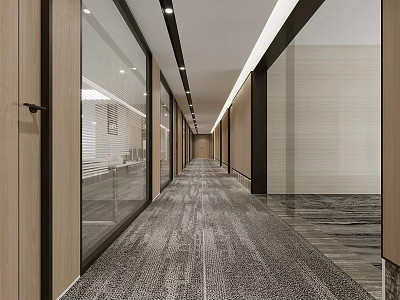 Modern aisle office corridor 3d model