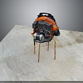 Professional Backpack Leaf Blower Orange And Black With Metal Stand On Concrete Floor