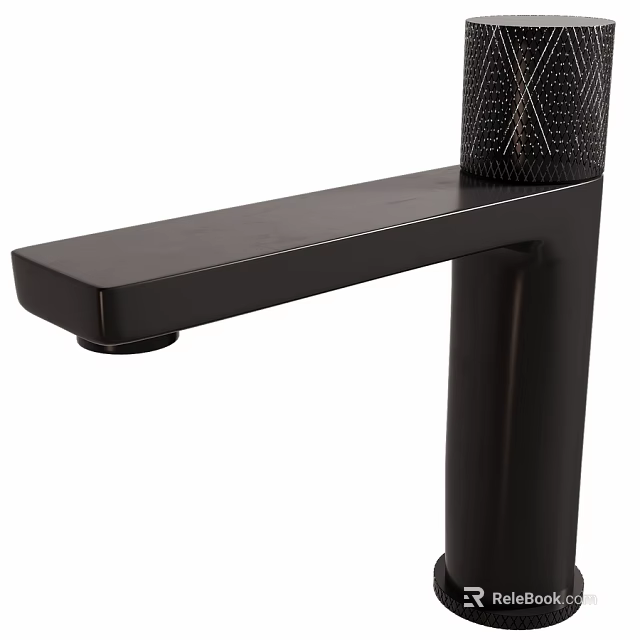 Sleek Black Modern Faucet With Long Spout And Textured Handle Design 3d model 