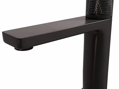 Sleek Black Modern Faucet With Long Spout And Textured Handle Design 3d model