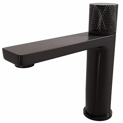 Sleek Black Modern Faucet With Long Spout And Textured Handle Design 3d model