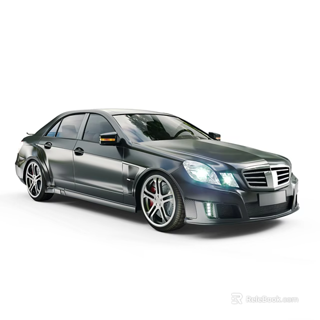 Sporty Black Sedan Exterior Design With Bright Headlights And Alloy Rims 3d model 