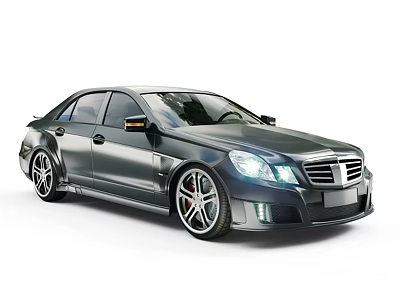 Sporty Black Sedan Exterior Design With Bright Headlights And Alloy Rims 3d model
