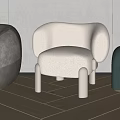 Modern Single Sofa Cream Single Sofa 3d model