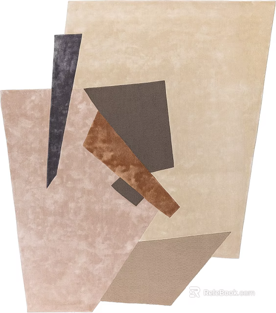 Modern Stylish Rug With Beige Brown Gray Geometric Abstract Design Patterns 3d model 