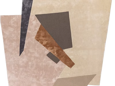 Modern Stylish Rug With Beige Brown Gray Geometric Abstract Design Patterns 3d model