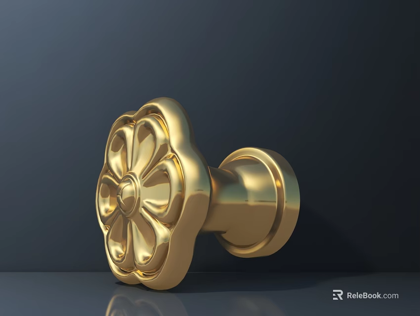 Golden Floral Decorative Door Handle With Intricate Patterns For Home Decoration 3d model 
