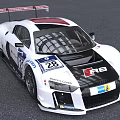 Audi R8 Race Car With White Black Livery Rear Spoiler Number 28 And Racing Team