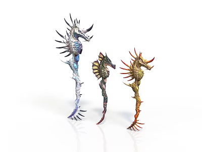 Fantasy Style Hippocampus Fantasy Hippocampus Dragon Shape Hippocampus Tricolor Hippocampus Final Fantasy Decoration Hippocampus Myth Creatures Fantasy Creatures Dragon Horse 3d model