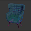 Teal Single Sofa With Button Tufted Backrest Wide Armrests And Black Wooden Legs