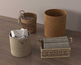 Other Bathroom Small Rattan Laundry Basket Storage Basket Bamboo Basket 3d model