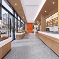 Bright Modern Dessert Shop Interior With Pastry Displays And Large Windows