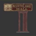 Northlake Mall Red Retro Metal Signage With Standing Support Bracket Structure 3d model