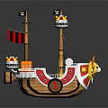 Kids Colorful Toy Pirate Ship With Decorative Flags And Playful Design