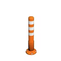 Orange And White Striped Traffic Bollard As Public Facility In Parking Area
