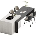 Modern Dining Table Set With Gray Chairs Countertop Plant And Magazine
