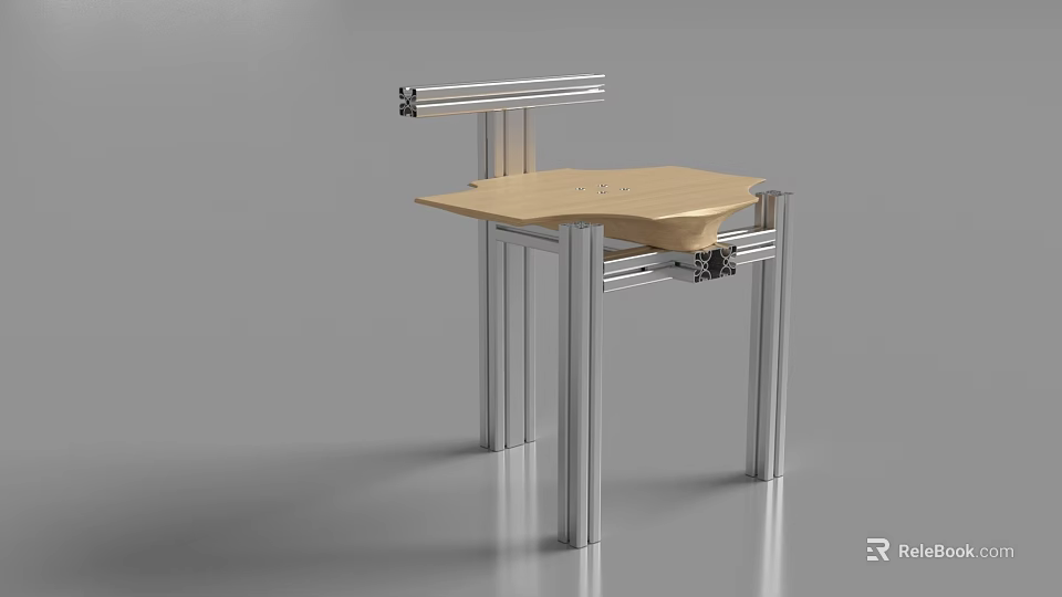 Modern Leisure Chair With Wooden Surface And Metal Frame For Comfortable Leisure Time 3d model 