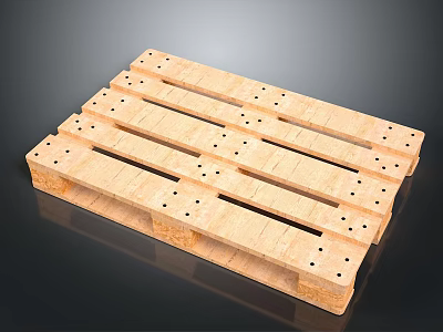 Wooden Pallet Storage Equipment With Slats And Holes For Logistics Use 3d model