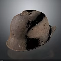 Rusty Old Damaged Military Helmet With Metal Surface And Historical War Relic