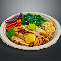 Grilled Chicken Bowl With Kale Carrots Purple Onion And Lemon Slices