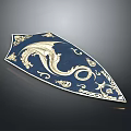 Knight Wielding Deep Blue Shield Adorned With Golden Dragon And Intricate Ornaments