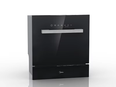 Modern Black Kitchen Appliance With Sleek Design Smooth Surface And Midea Control Panel 3d model