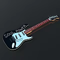 Black And Blue Electric Guitar With Soul Power Inscription For Daily Life